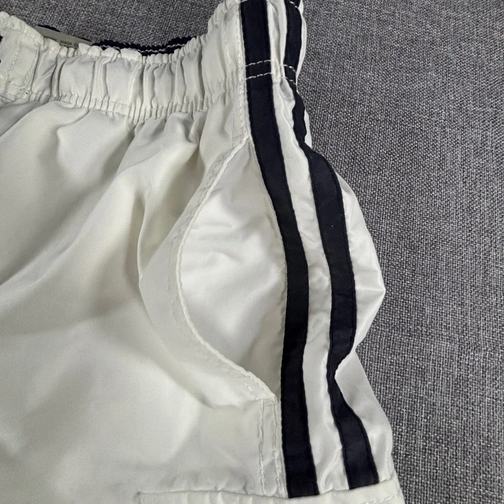 U.S. Polo Assn. Mens Cargo Swim Trunks Small White Navy Y2K Preppy Board Shorts